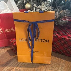 Louis Vuitton Orange Gift Bag with Blue Ribbon